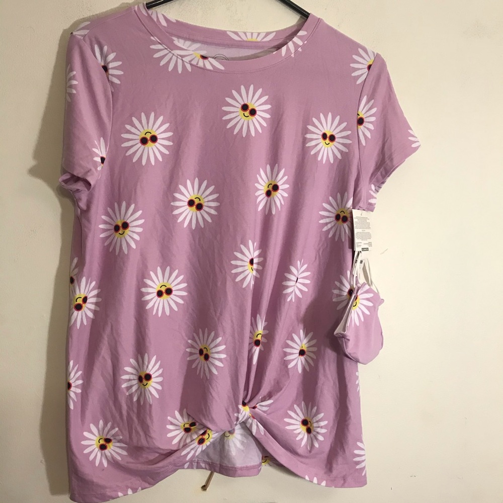 NEW WONDER NATION GIRL TWIST TIE FLOWER TOP W/ MASK
